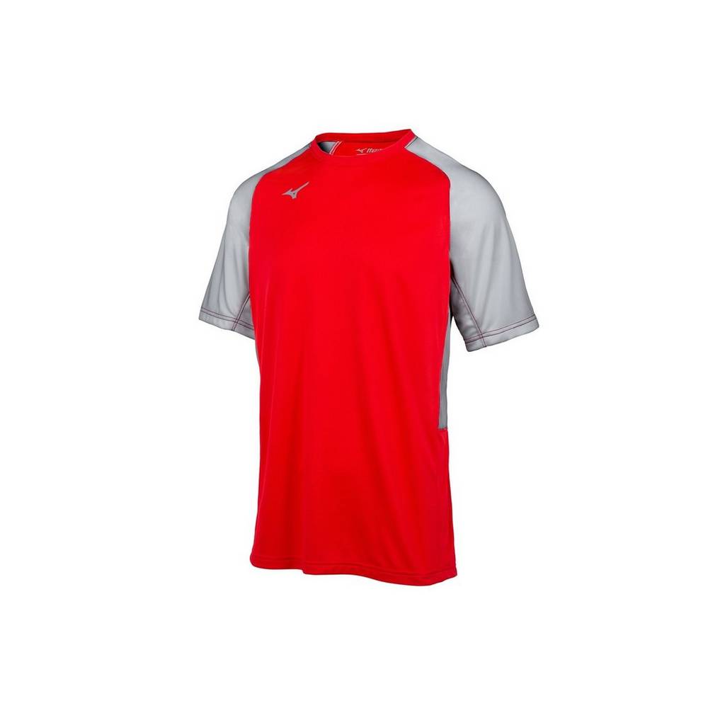 Mens Mizuno Aerolite Crew Baseball Jersey Red/Grey Philippines (HFZUKR923)